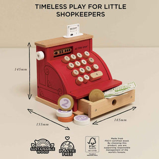 Retro Wooden Toy Till — Pretend Play Cash Register - Pangolins