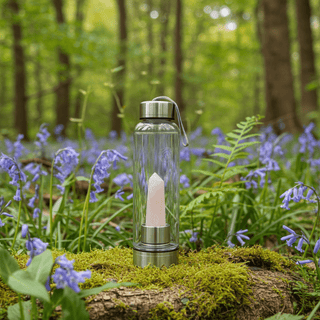Rose Quartz Gemstone Glass Water Bottle - Pangolins