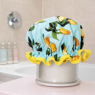 Satin Lemon Luxury Shower Cap - Pangolins