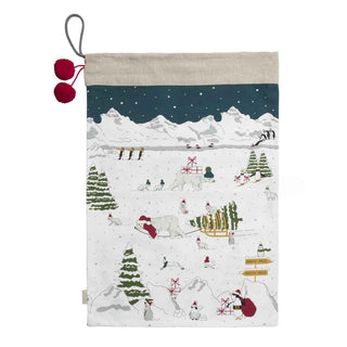 Sophie Allport Snow Season Christmas Sack – Eco - Friendly Cotton Gift Bag - Pangolins