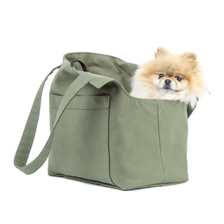 Soho Poms Olive Green Waxed Cotton Rainy Poms Dog Carrier