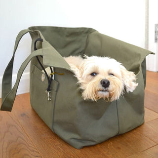 Soho Poms Olive Green Waxed Cotton Rainy Poms Dog Carrier