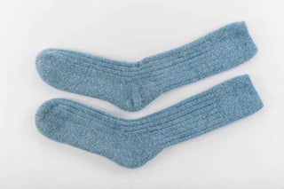 Ultra Soft Alpaca Bed Socks - Blue: Adult Small (UK 4 - 7) - Pangolins