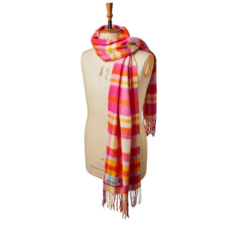 Wide Lambswool Scarf – Vibrant Check - Pangolins